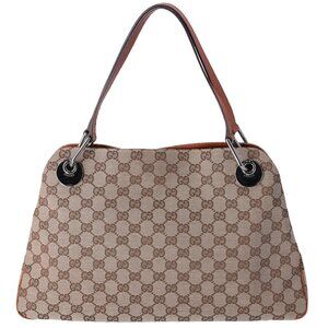 GUCCI Eclipse Tote Bag 121023 Beige Light Brown Jacquard Leather